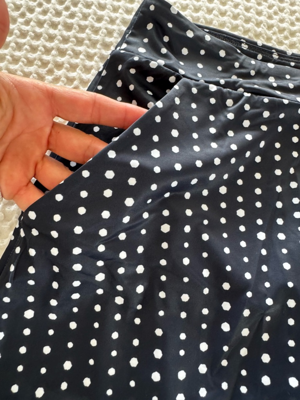 Classic Polka Dot A-Line Skirt - Black and White - Picture 3 of 6